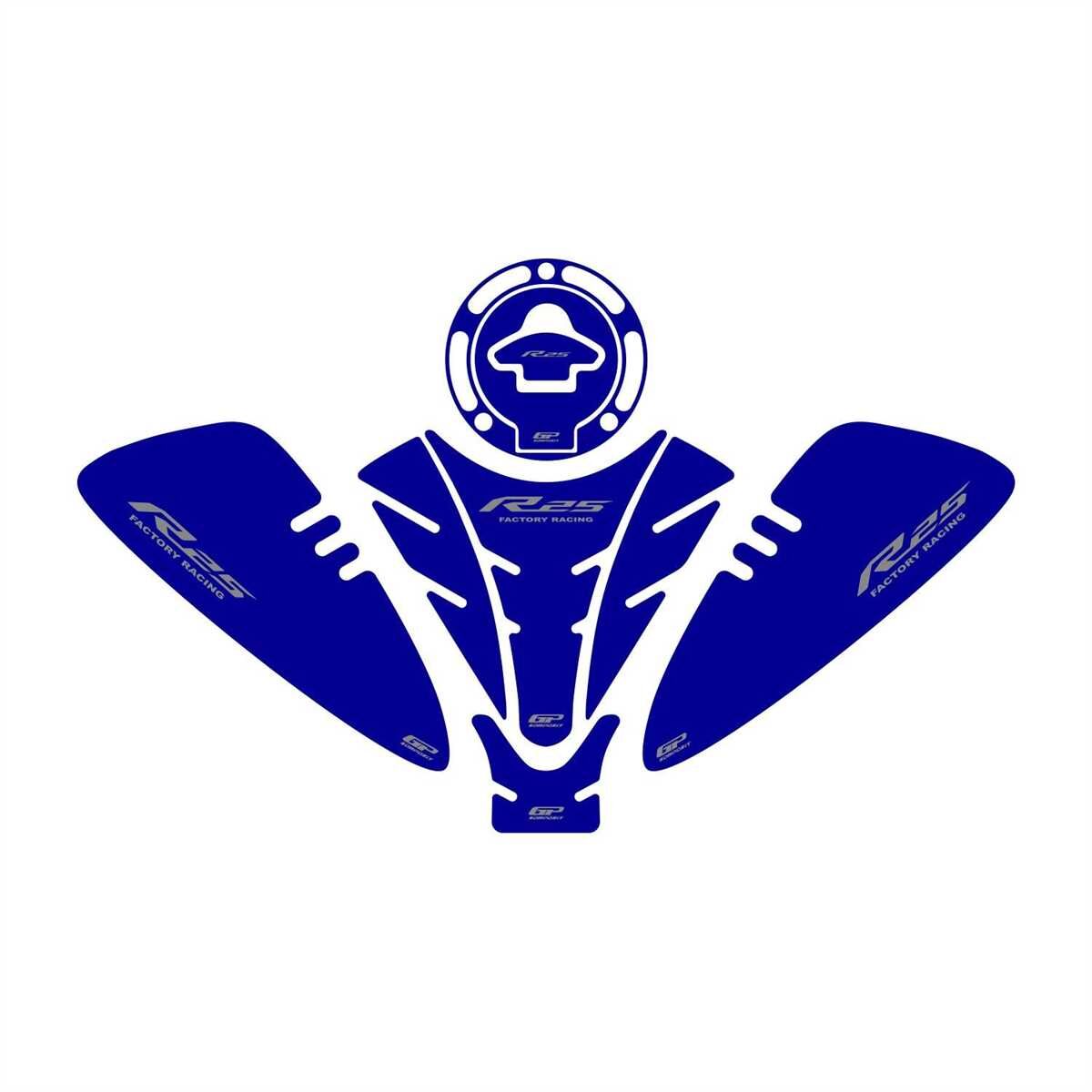 GP Kompozit Yamaha R25 2019-2024 Uyumlu Tank Pad Seti Mavi