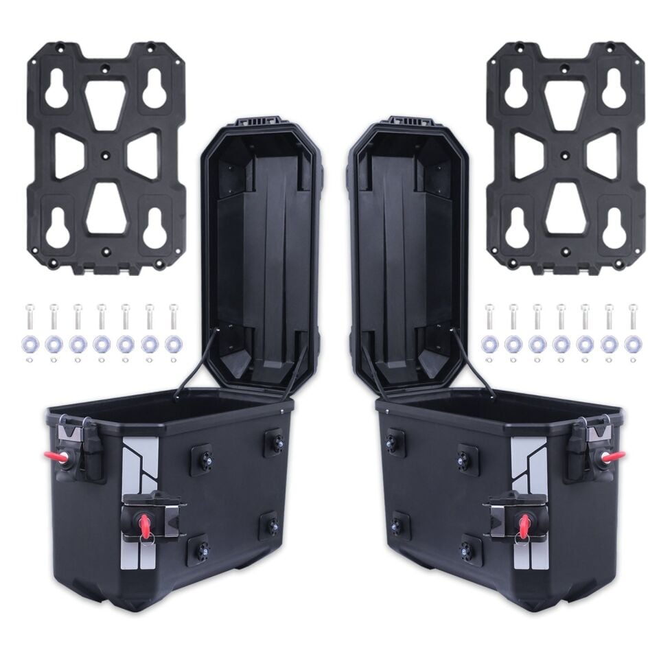 GP Kompozit Universal 26 lt x 2 Plastik Motosiklet Yan Çanta Seti Siyah
