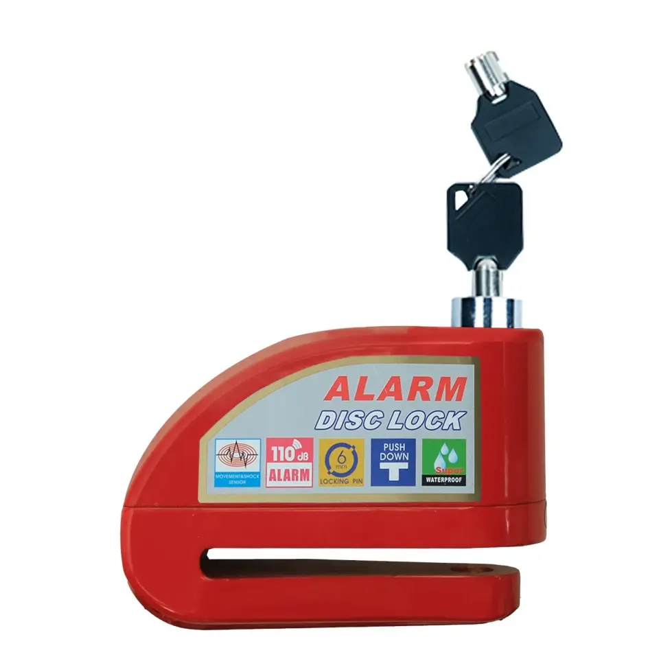 GP Kompozit DSK004 Universal Alarmlı Motosiklet Disk Kilidi Kırmızı