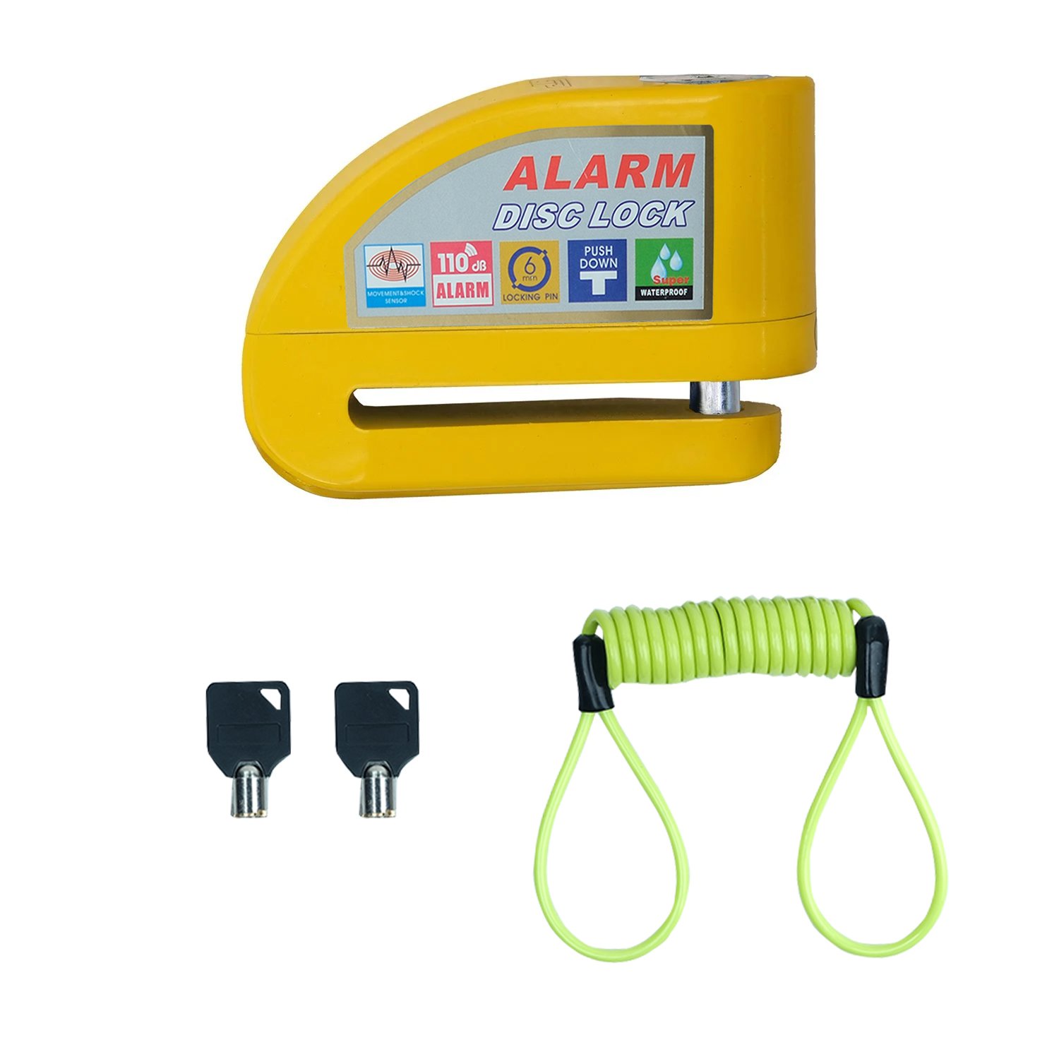 GP Kompozit DSK004 Universal Alarmlı Motosiklet Disk Kilidi Sarı