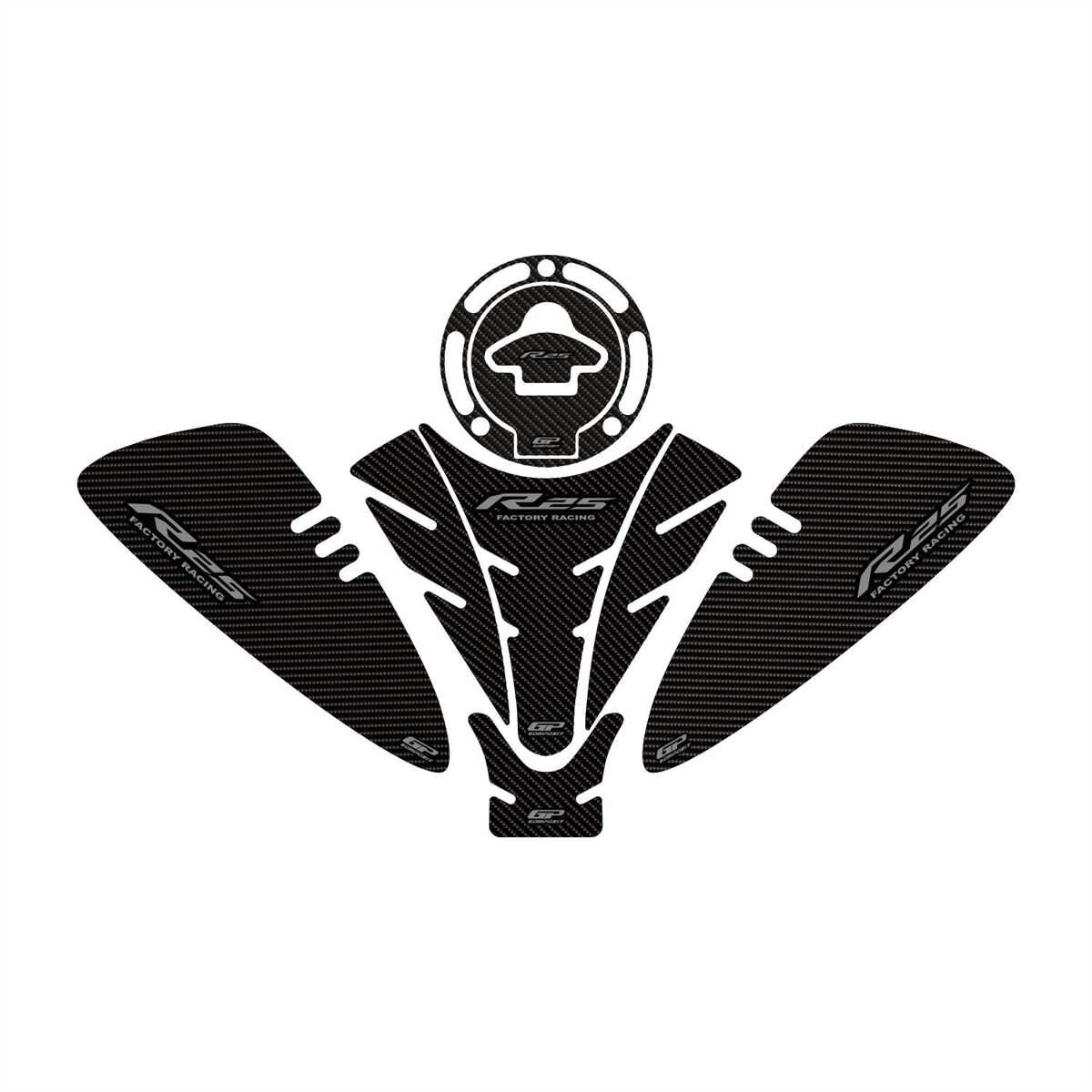 GP Kompozit Yamaha R25 2019-2025 Uyumlu Tank Pad Seti Karbon