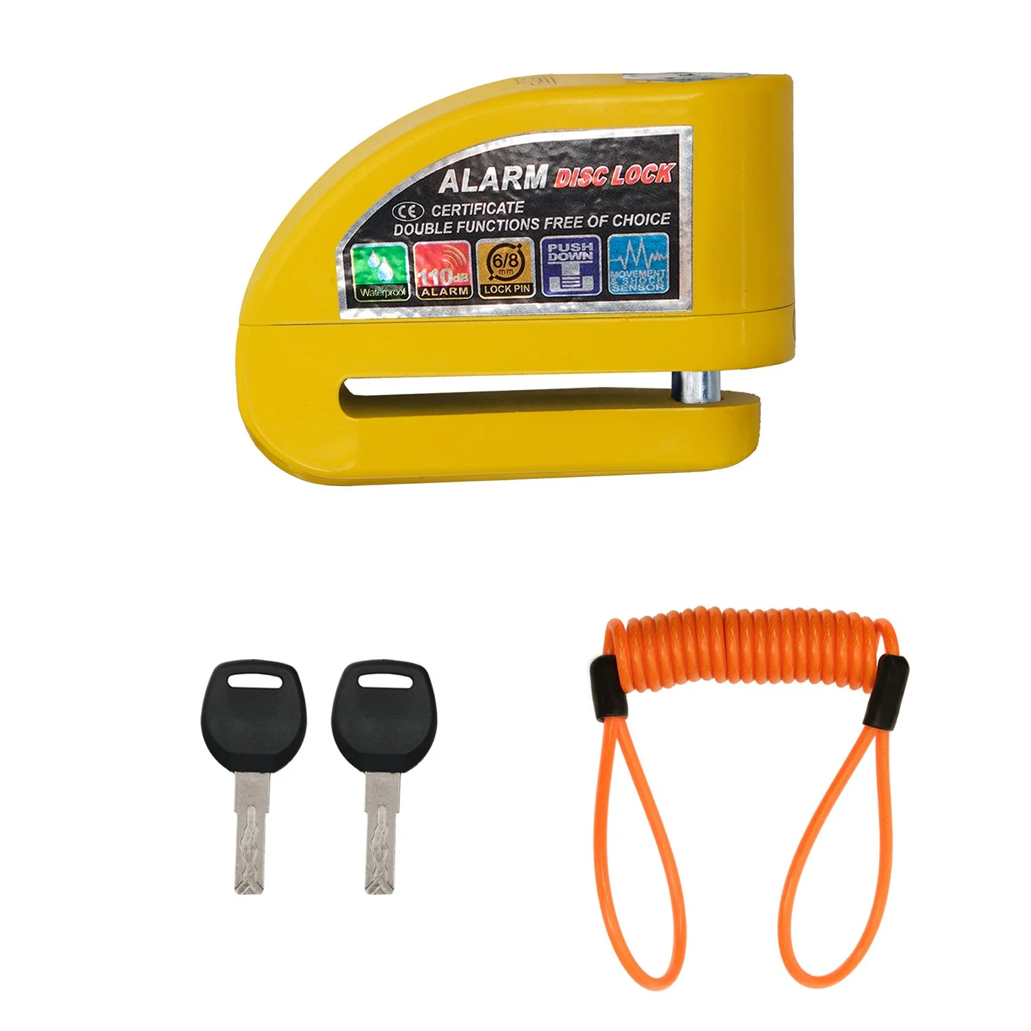 GP Kompozit DSK003 Universal Alarmlı Motosiklet Disk Kilidi Sarı