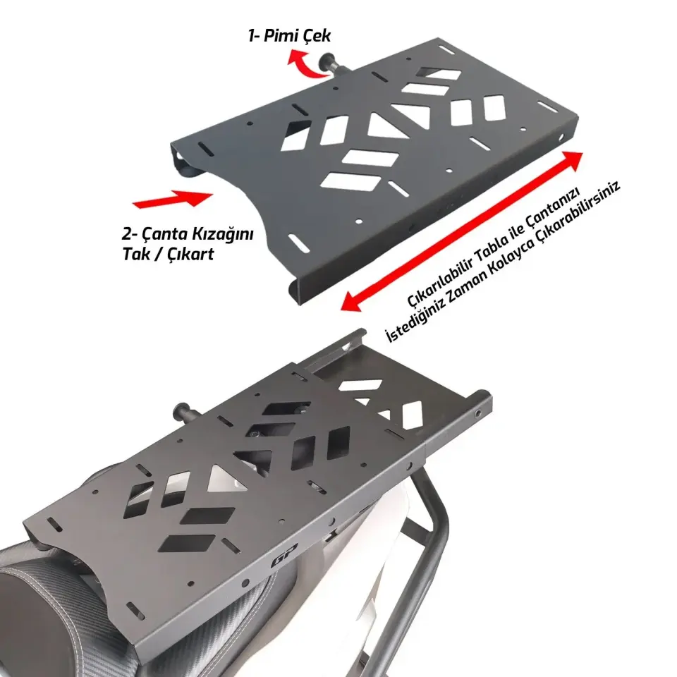 GP Kompozit Honda Dio 2021-2025 Uyumlu Pratik Tak-Çıkar Kızaklı Arka Çanta Demiri Siyah