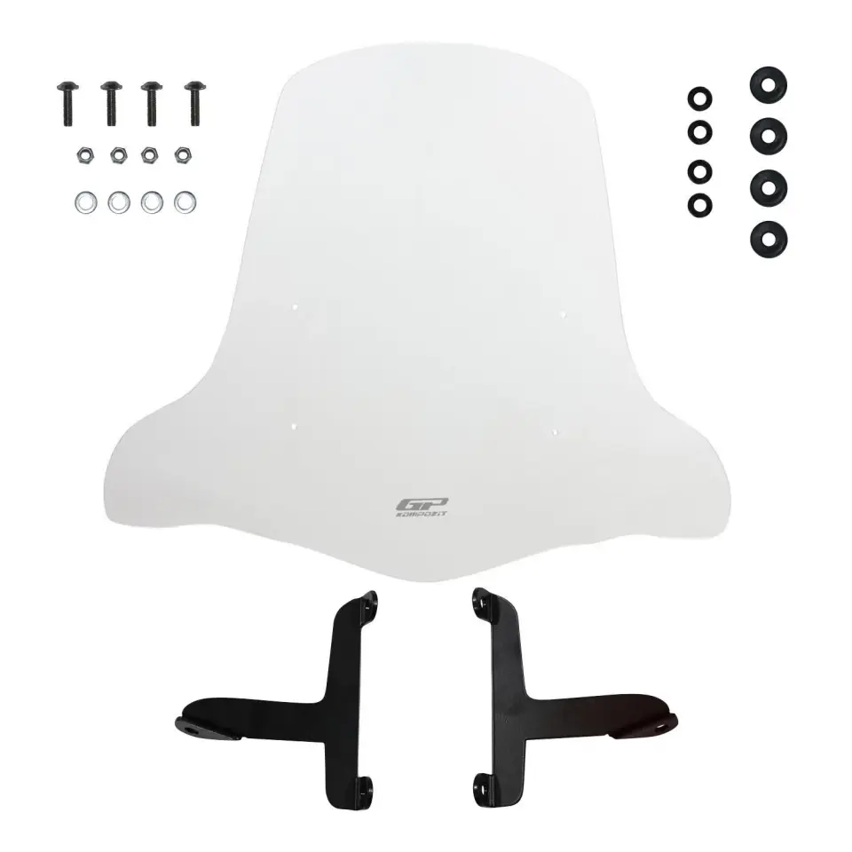 GP Kompozit Scooter Universal 2020 Uyumlu Elcikli Ön Cam Şeffaf 44 cm