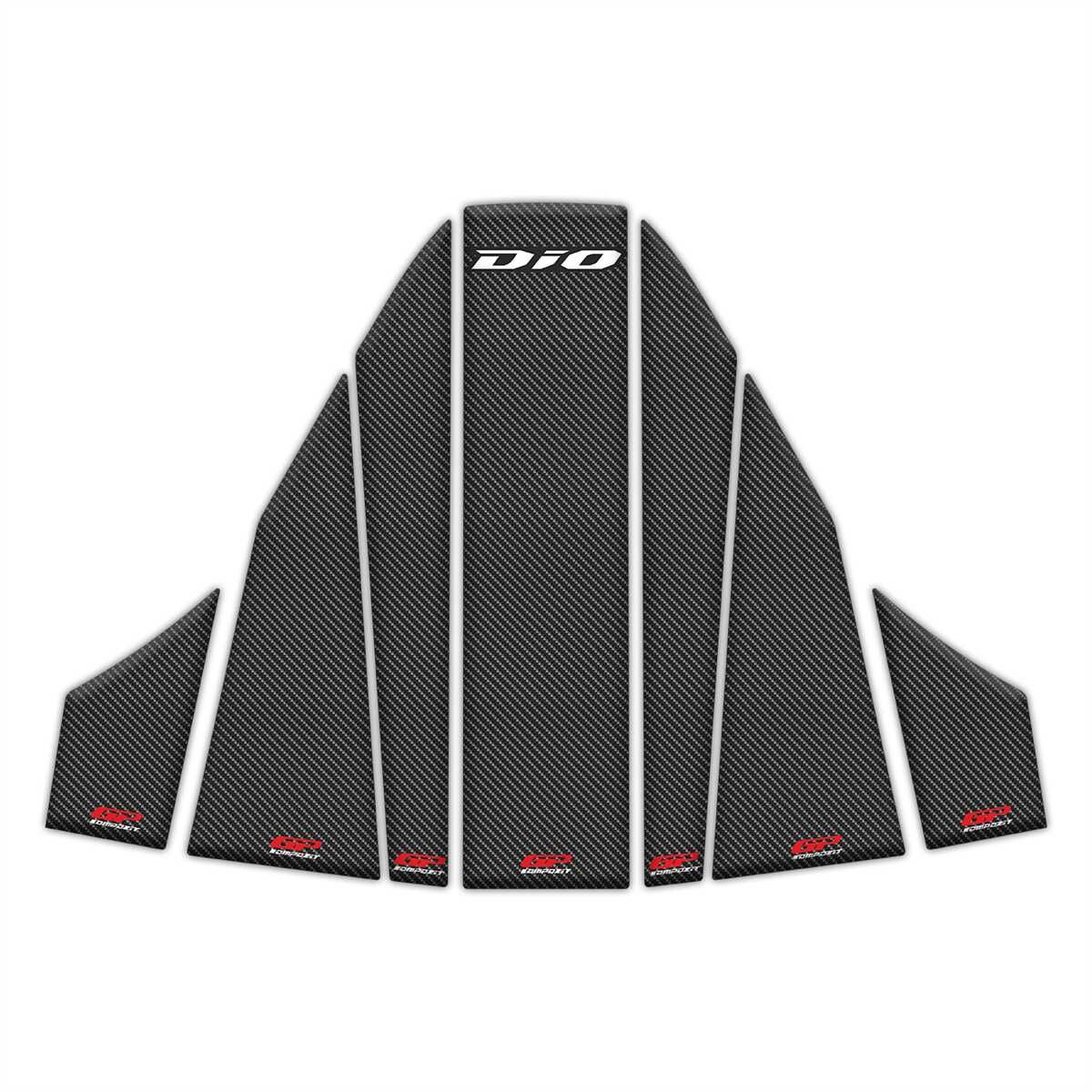 GP Kompozit Honda Dio 2021-2025 Uyumlu Tank Pad Seti Karbon