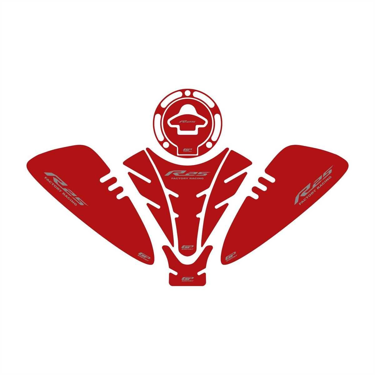 GP Kompozit Yamaha R25 2019-2024 Uyumlu Tank Pad Seti Kırmızı